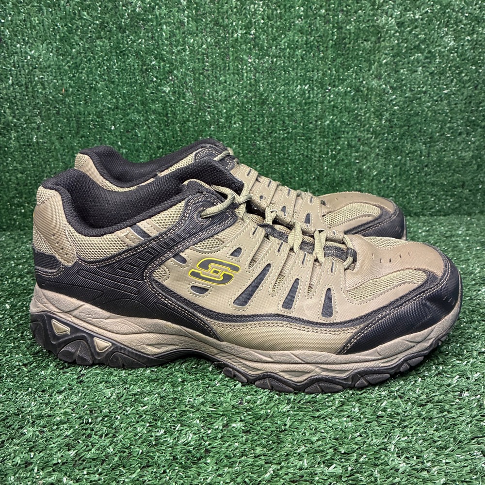 Skechers Afterburn Memory Foam Trail Walking Sneakers Brown Mens 11.5 Extra Wide